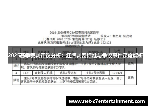 2025赛季裁判评议分析:红牌判罚标准与争议事件深度解析 2025赛季裁判评议分析:红牌判罚标准与争议事件深度解析